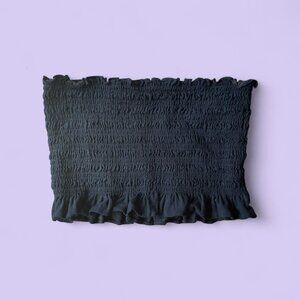 Lottie Moss Black Smocked Ruffle Bandeau Top (XS/S)